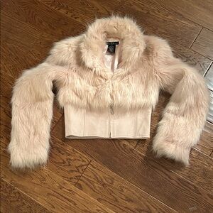 Heart Moon Star Teddy Jacket - Creamy Pink